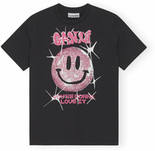 Phantom Ganni Basic Jersey Smiley Dark avslappet t-skjorte T-Skjorte