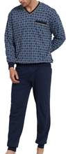 Gotzburg Pyjama V-hals met boorden print blauw
