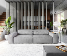 DELIFE Big-sofa Sirpio XL 270x130 cm microvezel grijs met kruk