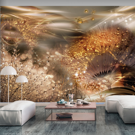 Fototapet - Dandelions' World (Gold) - 100 x 70 cm