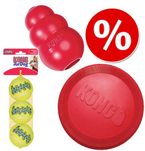 Sparset! KONG: Frisbee + KONG Classic + Tennisbälle - Small (Frisbee, Classic S, Tennisbälle M 3er Pack)