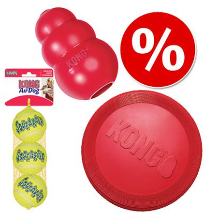Sparset! KONG: Frisbee + KONG Classic + Tennisbälle - Medium (Frisbee, Classic M, Tennisbälle M 3er Pack)
