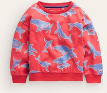 Bedrucktes Sweatshirt mit lockerer Passform Mädchen Boden, Marmeladenrot Wale
