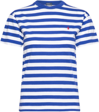 "Striped Cotton Jersey Crewneck Tee Tops T-shirts & Tops Short-sleeved Blue Polo Ralph Lauren"