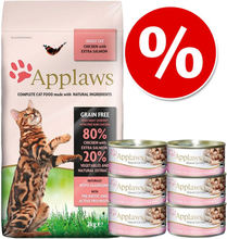 Applaws Mischfütterung: Trocken- & Nassfutter im Sparset - 2 kg Kitten-Trockenfutter + 6 x 70 g Hühnchenbrust für Kitten