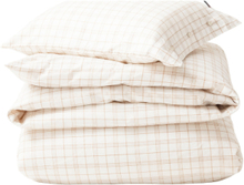 White/Beige Checked Lyocell/Cotton Bed Set Home Textiles Bedtextiles Bed Sets Beige Lexington Home