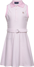 Belted Striped Knit Oxford Polo Dress Dresses & Skirts Dresses Casual Dresses Sleeveless Casual Dresses Pink Ralph Lauren Kids