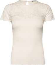 Silk T-Shirt W/ Lace Tops T-shirts & Tops Short-sleeved White Rosemunde
