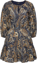 Paisley Cotton Voile Tiered Dress Kort Klänning Navy Lauren Ralph Lauren