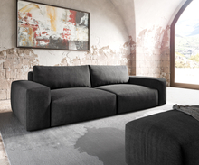 DELIFE Big-sofa Lanzo XL 270x130 cm microvezel zwart met poef