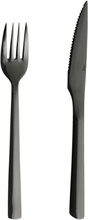 Raw Steakset Black Coating 8 Pcs Set Home Tableware Cutlery Cutlery Set Black Aida