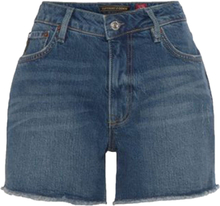Superdry Salem Mid Short Damen Jeans-Hose mit offenem Saum 98585525 Blau