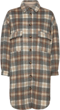 Tara Cr Oz Shirt Jacket Outerwear Coats Winter Coats Brun Cream*Betinget Tilbud