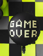 Svart Gamer Party "Game Over" Rund Folieballong 45 cm