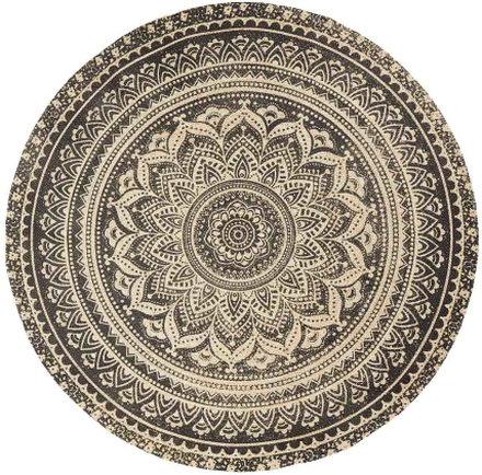 Nordal Mat gulvtæppe i jute med sort mønster - Ø150 cm