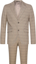 Checked Twill Stretch Suit Habit Brown Lindbergh