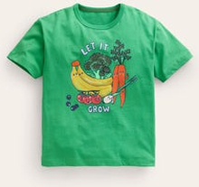 Lockeres T-Shirt mit Druck Jungen Boden, Erbsengrün Gemüse