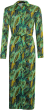 Anotherwoman |Lange overhemd jurk in multicolour print Groen | maat 38
