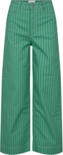 Nuparis Cropped - Green Stripe Bottoms Jeans Wide Green Nümph