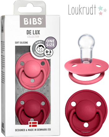 BIBS De Lux Napp - 2-Pack - Onesize - Silikon (Coral/Ruby)
