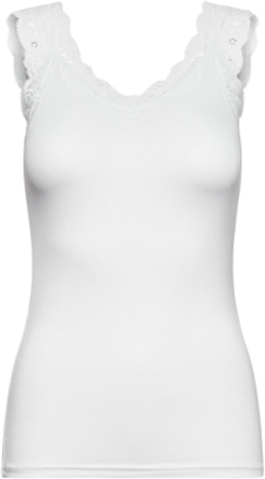 Pcbarbera Lace Top T-shirts & Tops Sleeveless Hvit Pieces*Betinget Tilbud