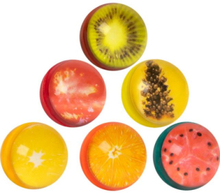 6 stk Sprettballer i Assorterte Farger og Fruktmotiv