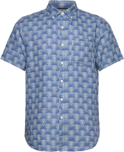 Ss Delave Lnn Aop Ge Tops Shirts Short-sleeved Blue Original Penguin