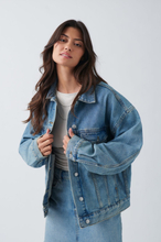Gina Tricot - Loose denim jacket - jeansjackor - Blue - L - Female