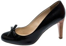 Prada Sport Black Perforated Leather Bow Wooden Heel Pumps