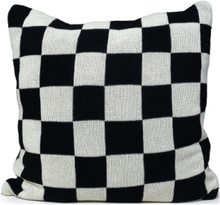 C/C 50X50 Knitted Check Black Home Textiles Cushions & Blankets Cushion Covers Black Ceannis