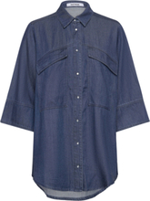 Srazalea Shirt Tops Shirts Long-sleeved Blue Soft Rebels