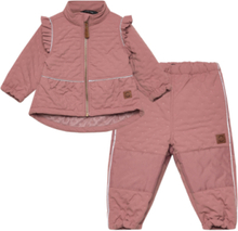 Thermal+ Frill Set Outerwear Coveralls Thermo Coveralls Pink Mikk-line