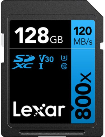 128 GB Lexar High-Performance 800x 120MB/s SDXC UHS-I V30