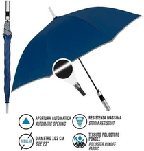 Paraply Perletti 23" Med list Reflekterande Marinblå Polyester 103 cm