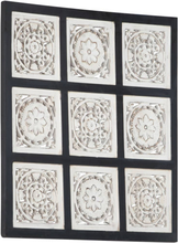 vidaXL Handsnidad väggpanel MDF 60x60x1,5 cm svart och vit