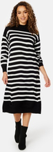 VILA Stripi Funnelneck Knit Dress Black Stripes:CLOUD S