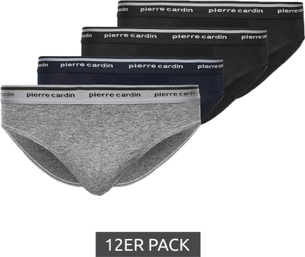 12er Pack Pierre Cardin Herren Slip mit Baumwoll-Stretch Unterwäsche Unterhose PCU4.92 Schwarz, Grau, Navy
