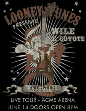 Looney Tunes Wile E Coyote Guitar Arena Tour Sweatshirt - Black - L - Black