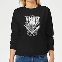 Marvel Thor Ragnarok Thor Hammer Logo Women's Sweatshirt - Black - L
