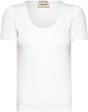"Mmlani O-Ss Rib Tee T-shirt Top White MOS MOSH"