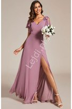 Elegancka sukienka na wesele, modna sukienka szyfonowa w kolorze orchidei 2080