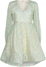Estelle V-Neck Chiffon Mini Dress Designers Short Dress Green Malina