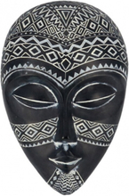 Gerimport beeldje Masker 20 x 13,5 x 4 cm polyresin zwart/wit