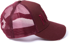 Milliner Fired Brick Distressed Cotton Trucker Made 3D Embroidered