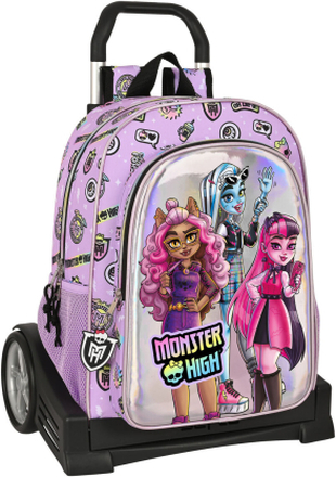Skolväska med hjul Monster High Best boos Lila 33 x 42 x 14 cm
