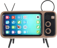 Retro TV Bluetooth Högtalare med Mobilhållare - Brun
