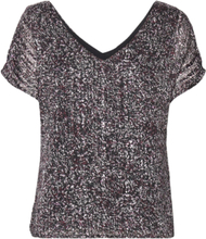 Patterned Chiffon Blouse Tops Blouses Short-sleeved Grey Esprit Collection