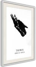 Plakat - Zodiac: Taurus I - 40 x 60 cm - Hvid ramme med passepartout