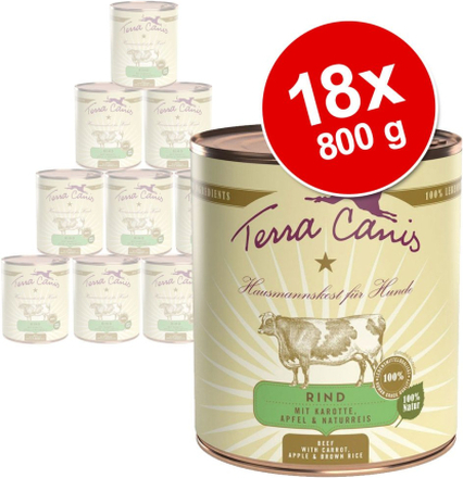 Sparpaket Terra Canis 18 x 800 g - Rind mit Karotte, Apfel & Naturreis