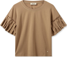 Mmcath O-Ss Plissé Tee Tops T-shirts & Tops Short-sleeved Brown MOS MOSH